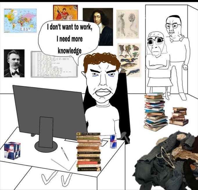 I don't want to work, I need more knowledge - Meme